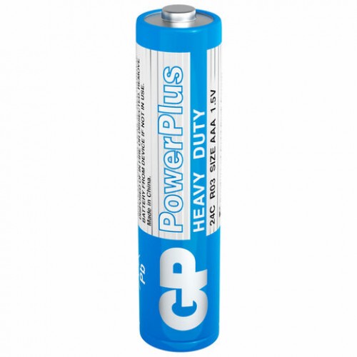 Батарейки КОМПЛЕКТ 4 шт. GP PowerPlus AAA (R03, 24G), солевые, мизинчиковые, в пленке, 24CEBRA-2S4