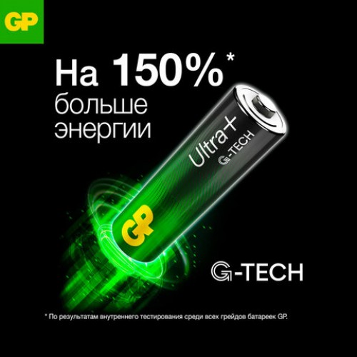 Батарейки КОМПЛЕКТ 8 шт, GP Ultra Plus G-Tech, AAA (LR03), алкалиновые, мизинчиковые,, 24AUPA21-2CRB8