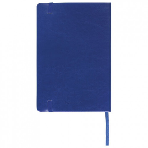 Блокнот А5 (148x218 мм), BRAUBERG Metropolis Special, под кожу, 80 л., резинка, клетка, синий, 111574