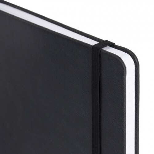 Блокнот А5 135x212мм BRAUBERG Soft touch под кожу, резинка, держатель, 80л клетка, черный, 117145