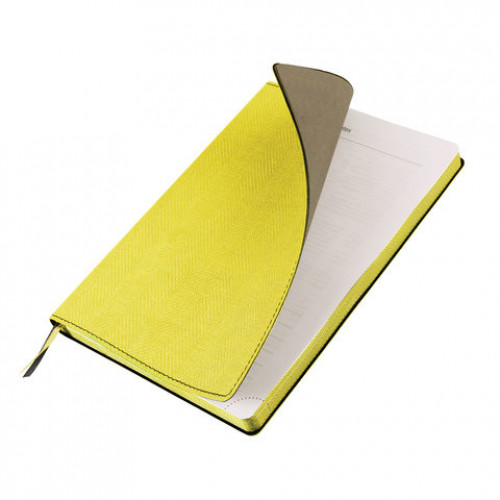 Блокнот А5 (148x213 мм), BRAUBERG Tweed, 112 л., гибкий, под ткань, линия, желтый, 110967
