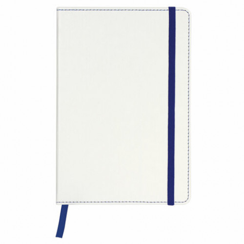 Блокнот А5 (148x218 мм), BRAUBERG Office, под кожу, 80 л., резинка, клетка, белый, 111029