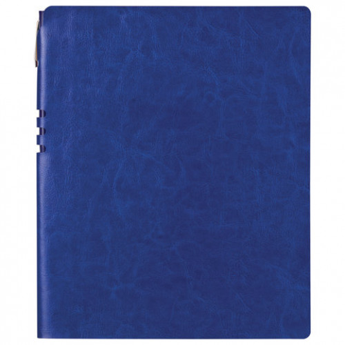 Тетрадь БОЛЬШОЙ ФОРМАТ (220х265 мм) В5, BRAUBERG NEBRASKA, 96 л., гибкая, под кожу, ручка, клетка, синий, 110958