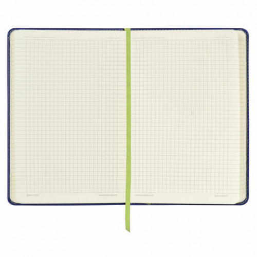 Блокнот А5 (148x218 мм), BRAUBERG Office, под кожу, 80 л., резинка, клетка, синий, 111028