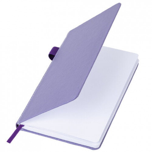 Блокнот А5 135x212мм BRAUBERG Soft touch под кожу, резинка, держатель, 80л клетка, сиреневый, 117150