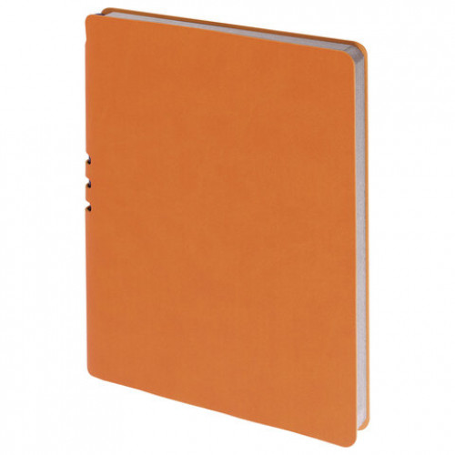 Тетрадь А5 (175x215 мм), BRAUBERG NEBRASKA, 120 л., гибкая, под кожу, ручка, клетка, оранжевый, 110956