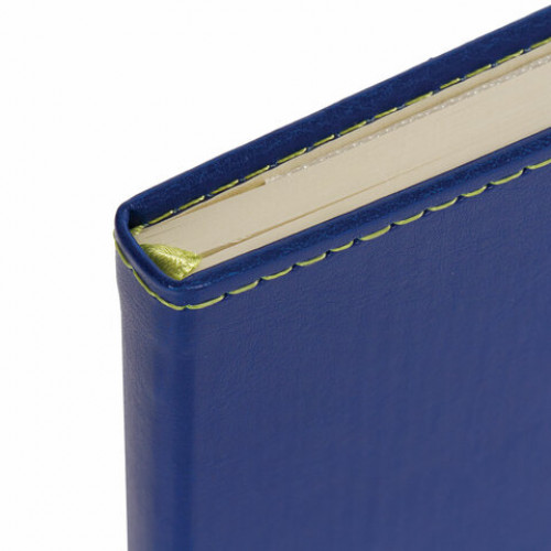 Блокнот А5 (148x218 мм), BRAUBERG Office, под кожу, 80 л., резинка, клетка, синий, 111028