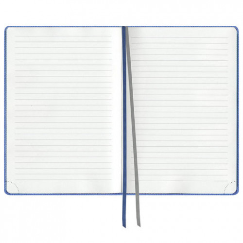 Блокнот А5 (148x213 мм), BRAUBERG Tweed, 112 л., гибкий, под ткань, линия, синий, 110966