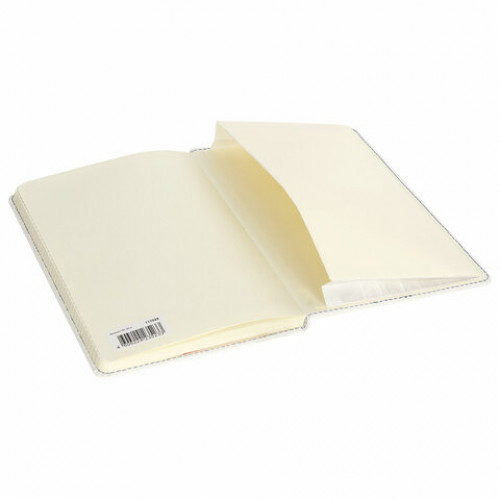 Блокнот А5 (148x218 мм), BRAUBERG Office, под кожу, 80 л., резинка, клетка, белый, 111029