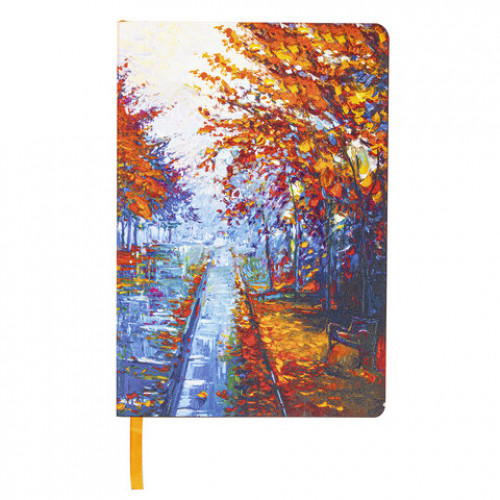 Блокнот А5 (143x210 мм), BRAUBERG VISTA Aqua Autumn, под кожу, гибкий, 80 л., 112072