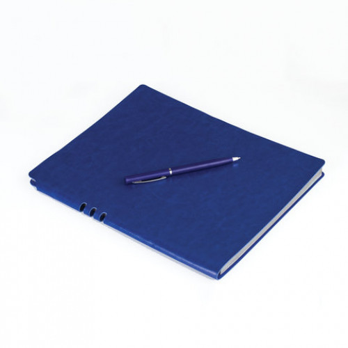 Тетрадь БОЛЬШОЙ ФОРМАТ (220х265 мм) В5, BRAUBERG NEBRASKA, 96 л., гибкая, под кожу, ручка, клетка, синий, 110958