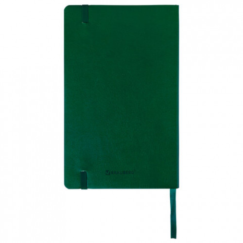 Блокнот А5 (130х210 мм), BRAUBERG ULTRA, под кожу, 80 г/м2, 96 л., клетка, темно-зеленый, 113007