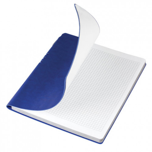 Тетрадь БОЛЬШОЙ ФОРМАТ (220х265 мм) В5, BRAUBERG NEBRASKA, 96 л., гибкая, под кожу, ручка, клетка, синий, 110958