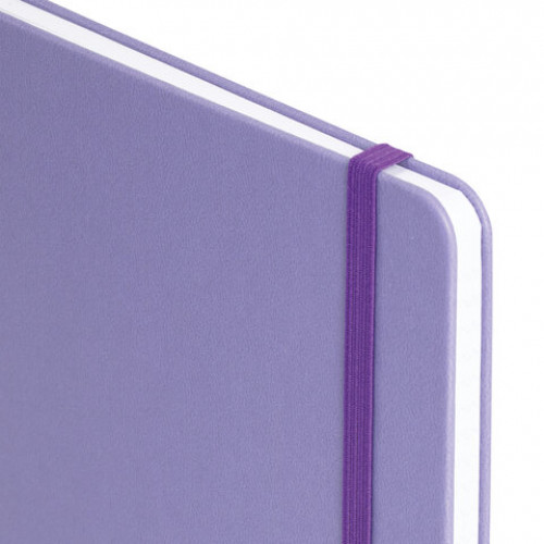 Блокнот А5 135x212мм BRAUBERG Soft touch под кожу, резинка, держатель, 80л клетка, сиреневый, 117150