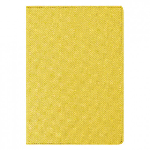 Блокнот А5 (148x213 мм), BRAUBERG Tweed, 112 л., гибкий, под ткань, линия, желтый, 110967