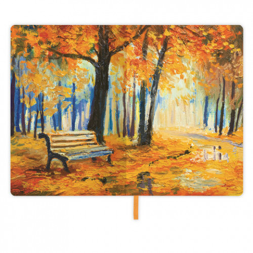 Блокнот А5 (143x210 мм), BRAUBERG VISTA Aqua Autumn, под кожу, гибкий, 80 л., 112072