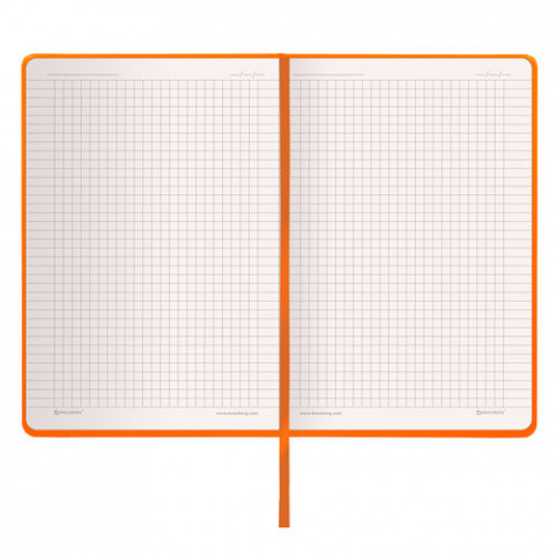 Блокнот А5 (148x218 мм), BRAUBERG Metropolis, балакрон, 80 л., резинка, клетка, оранжевый, 111584