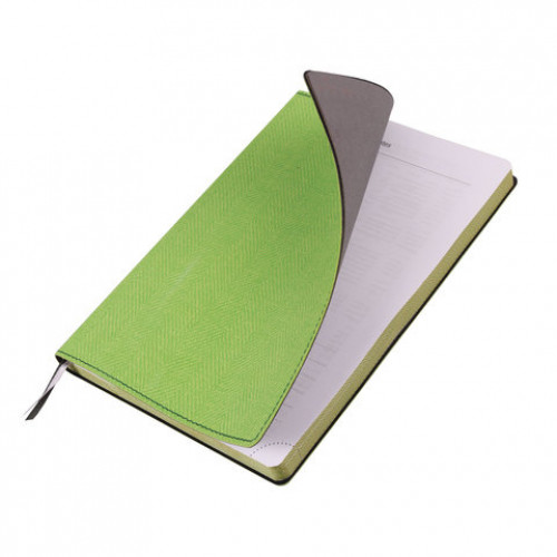 Блокнот А5 (148х213 мм), BRAUBERG Tweed, 112 л., гибкий, под ткань, линия, зеленый, 110968
