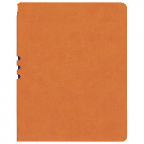 Тетрадь А5 (175x215 мм), BRAUBERG NEBRASKA, 120 л., гибкая, под кожу, ручка, клетка, оранжевый, 110956