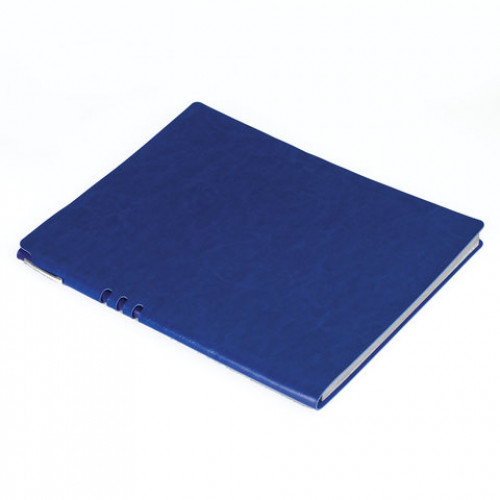 Тетрадь БОЛЬШОЙ ФОРМАТ (220х265 мм) В5, BRAUBERG NEBRASKA, 96 л., гибкая, под кожу, ручка, клетка, синий, 110958