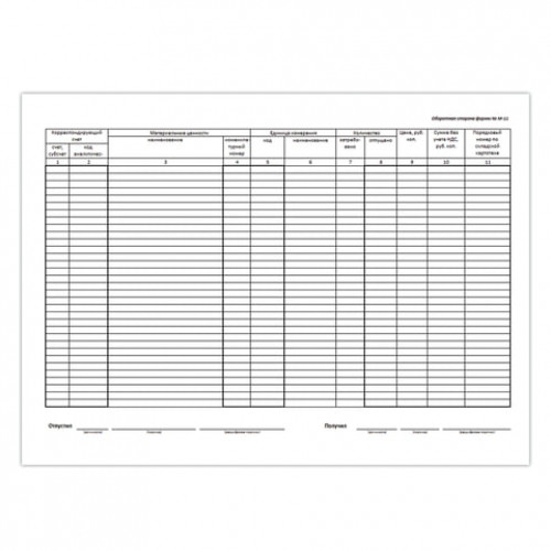 Бланк бухгалтерский, офсет, Требование-накладная (Форма М-11), А5 (154х216 мм), СПАЙКА 100 шт., 671120