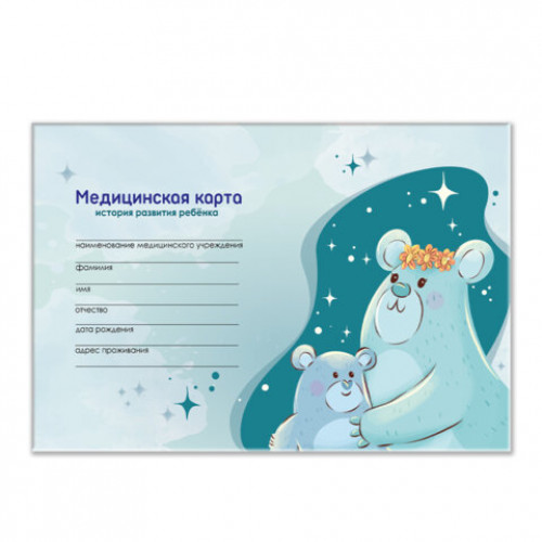 Медицинская карта История развития ребенка, форма №112, 96 л., картон, А5 (205х150 мм), для мальчика 2, 130292