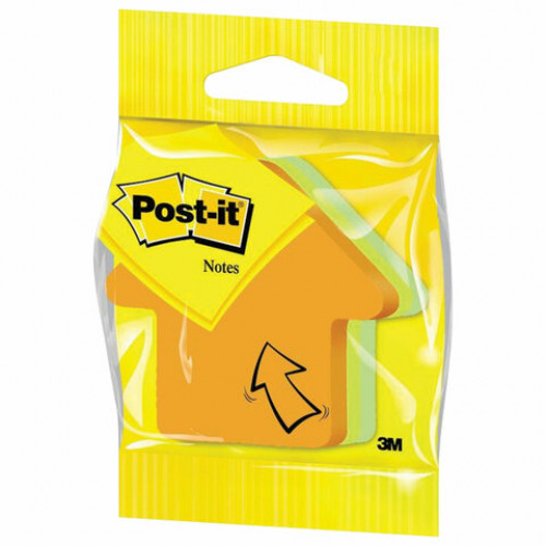 Блоки самоклеящийся (стикер) POST-IT ORIGINAL Стрелка 70х70 мм, фигурные, КОМПЛЕКТ 3 шт. по 75 л., 2007A