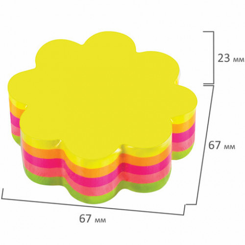 Блок самоклеящийся (стикеры), фигурный, BRAUBERG, НЕОНОВЫЙ Цветок, 250 листов, 5 цветов, 126691