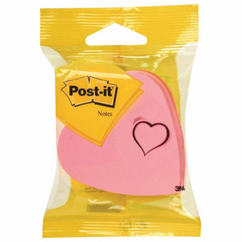 Блоки самоклеящиеся (стикер) POST-IT ORIGINAL Сердце 70х70 мм, фигурные, КОМПЛЕКТ 3 шт. по 75 л., 2007H
