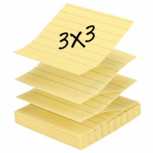 Блоки самоклеящийся (стикер) POST-IT (Z-Блоки) 76х76 мм, КОМПЛЕКТ 6 шт. по 100 л., линованный, желтый, R335