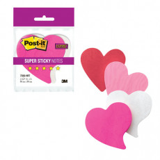 Блоки самоклеящиеся (стикеры) POST-IT Super Sticky Сердце, КОМПЛЕКТ 2 шт., по 75 л., розовые/белые, 7350-HRT