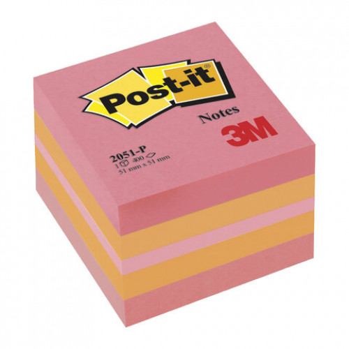 Блок самоклеящийся (стикер) POST-IT ORIGINAL 51х51 мм, 400 л., ассорти, 2051-P