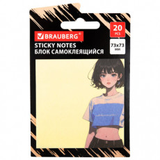 Блок самоклеящийся (стикеры) BRAUBERG ANIME, 73х73 мм, 20 листов, 116709