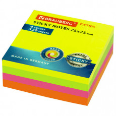 Блок самоклеящийся (стикеры) EXTRA STICKY BRAUBERG (Германия), НЕОНОВЫЙ, 75х75 мм, 320 л., 4 цвета, 112422 Блок самоклеящийся (стикеры) EXTRA STICKY BRAUBERG (Германия), НЕОНОВЫЙ, 75х75 мм, 320 л., 4 цвета, 112422