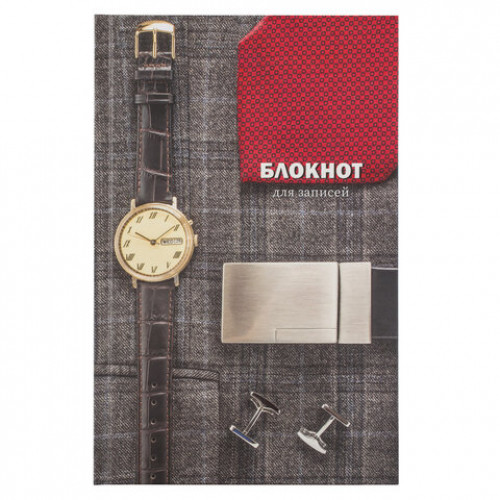 Блокнот А5 (135х206 мм), 80 л., твердый, клетка, выборочный лак, STAFF, Мужской стиль, 111602