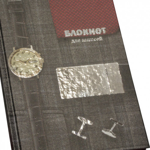 Блокнот А5 (135х206 мм), 80 л., твердый, клетка, выборочный лак, STAFF, Мужской стиль, 111602