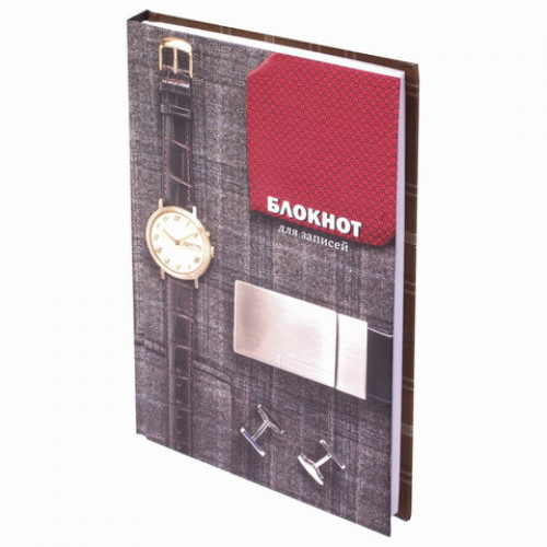 Блокнот А5 (135х206 мм), 80 л., твердый, клетка, выборочный лак, STAFF, Мужской стиль, 111602