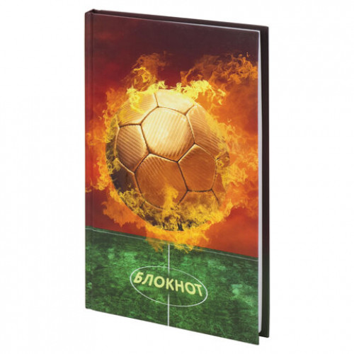 Блокнот (135х206 мм), 80 л., твердый, клетка, выборочный лак, ЮНЛАНДИЯ, Футбол, 111615