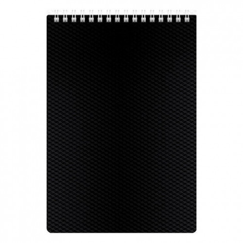 Блокнот А5 (145х205 мм), 80 л., гребень, обложка пластик, клетка, HATBER, DIAMOND, черный, 80Б5B1гр_02001