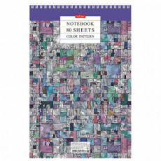 Блокнот БОЛЬШОЙ ФОРМАТ (198х300 мм) А4, 80 л., спираль, клетка, HATBER, Color Pattern, 80Б4В1сп_22045 Блокнот БОЛЬШОЙ ФОРМАТ (198х300 мм) А4, 80 л., спираль, клетка, HATBER, Color Pattern, 80Б4В1сп_22045