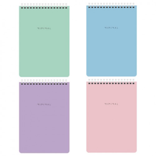 Блокнот А5 146х206 мм, 60 л., гребень, картон, жесткая подложка, клетка, BRAUBERG Minimal Pastel, 116427