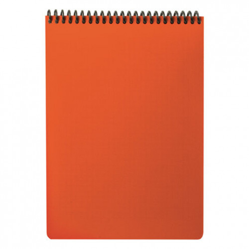 Блокнот А5, 80 листов, спираль пластиковая, обложка пластик, клетка, BRAUBERG Metropolis, ОРАНЖЕВЫЙ, 110979