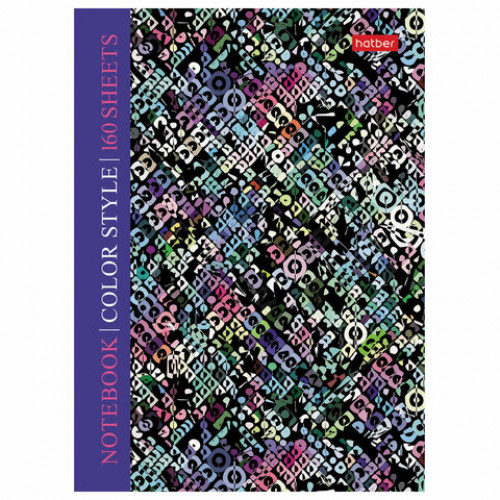 Блокнот МАЛЫЙ ФОРМАТ (110х147 мм), А6, 160 л., твердая обложка, клетка, HATBER, Color texture, 160ББ6В1, 160ББ6В1_22070