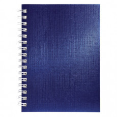Блокнот МАЛЫЙ ФОРМАТ А6, 80 л., гребень, бумвинил METALLIC, клетка, HATBER, синий, 086311, 80ЗК6бвВ1гр
