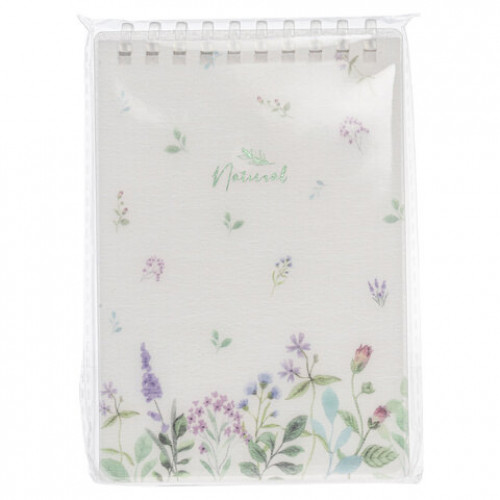 Блокнот МАЛЫЙ ФОРМАТ А6 80л, мягкий гребень, пластик, фольга, клетка, HATBER, NATURAL FLOWERS,090108, 80Б6A1мс_33479