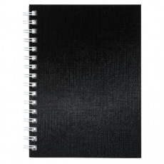 Блокнот МАЛЫЙ ФОРМАТ А6, 80 л., гребень, бумвинил METALLIC, клетка, HATBER, черный, 086310, 80ЗК6бвВ1гр