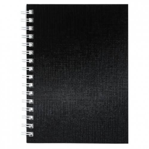 Блокнот МАЛЫЙ ФОРМАТ А6, 80 л., гребень, бумвинил METALLIC, клетка, HATBER, черный, 086310, 80ЗК6бвВ1гр