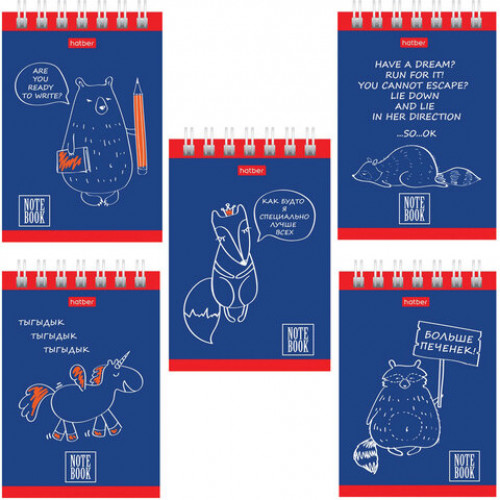 Блокнот МАЛЫЙ ФОРМАТ (75х105 мм) А7, 40 л., гребень, тонированный блок, без линовки, HATBER Мысли вслух, 40Б7Вгр