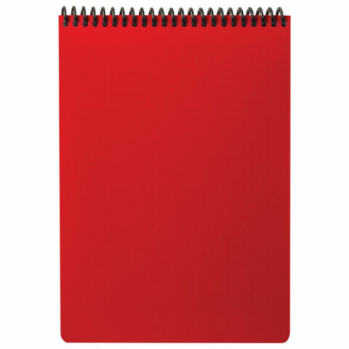 Блокнот А5, 80 листов, спираль пластиковая, обложка пластик, клетка, BRAUBERG Metropolis, КРАСНЫЙ, 110975