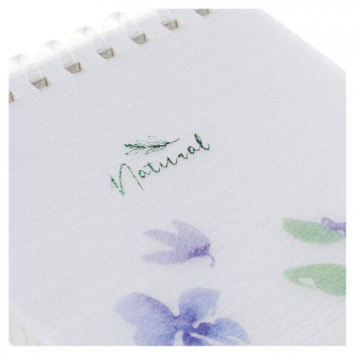 Блокнот МАЛЫЙ ФОРМАТ А6 80л, мягкий гребень, пластик, фольга, клетка, HATBER, BLUE FLOWERS, 090245, 80Б6A1мс_33478